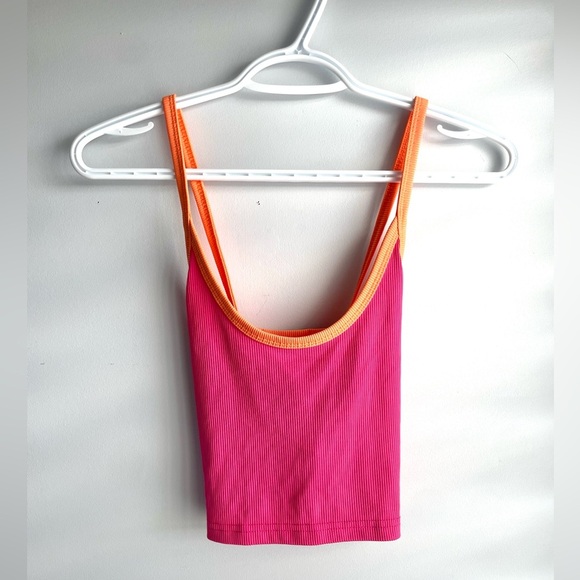 💖(2 for $15)💖 Pink & Orange Fitted Crop Tank Top - Picture 7 of 9